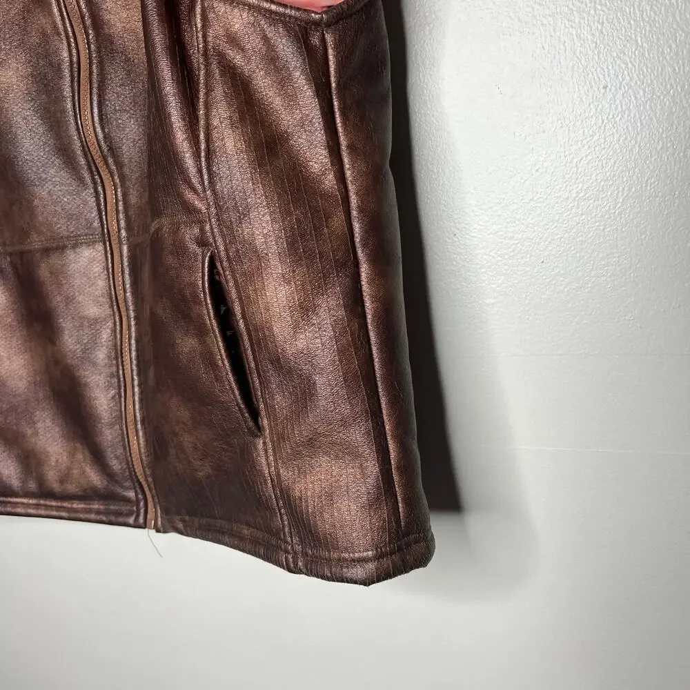 VTG Andrea Faye Women's Metallic Bronze Zip-Up Puffer Vest Sz M‎ Western USA 90s